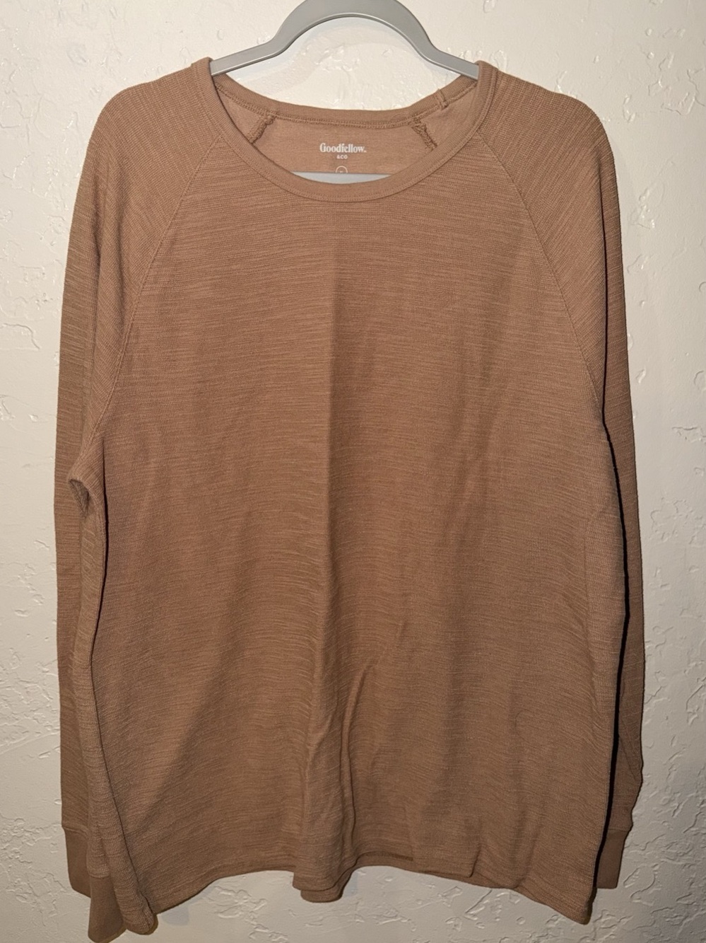 Goodfellow & Co Vintage Textured Crewneck Long-Sleeve Shirt Brown XL